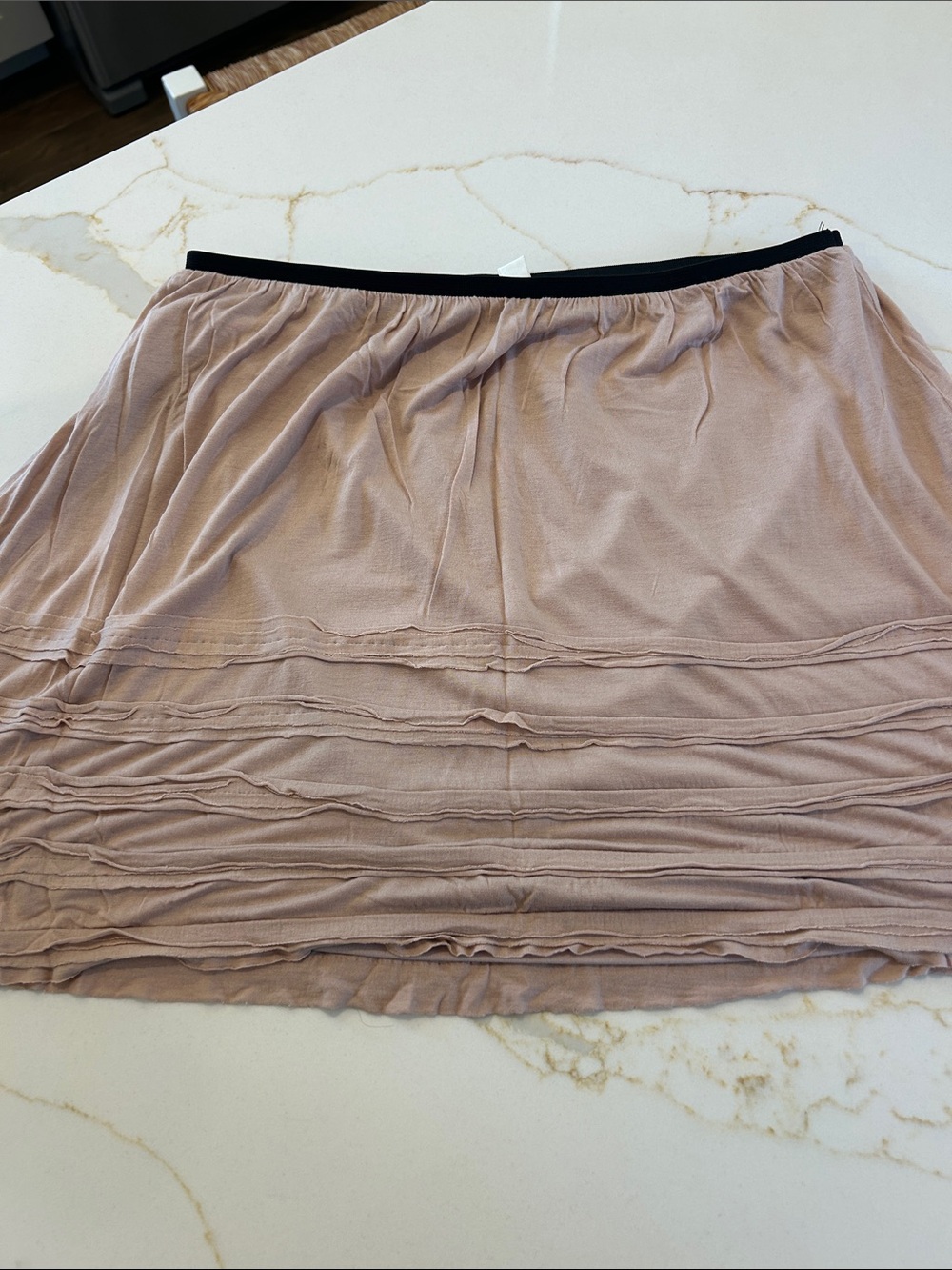 LC Lauren Conrad Layered Mini Skirt — Taupe with Black Waistband